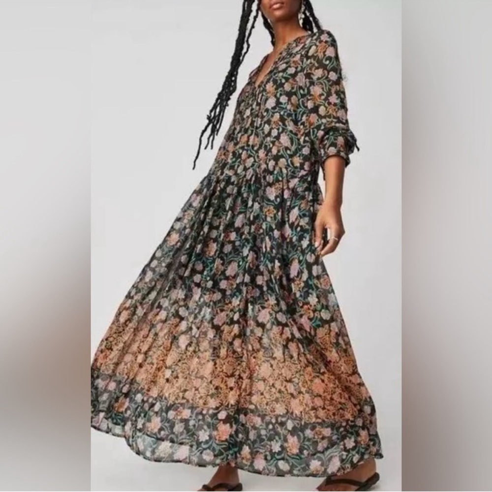 Free People see it through Floral Maxi Dress with Button Detail - Picture 5 of 8